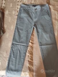 Pantaloni estivi in cotone, modello skinny verdi
