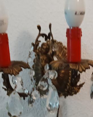 Applique vintage in bronzo con cristalli anni 60