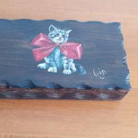 Portagioie  in legno (vintage) +orsetto metallo