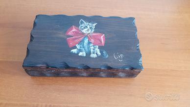 Portagioie  in legno (vintage) +orsetto metallo