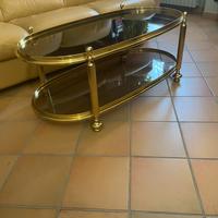 Tavolino in ottone e cristallo