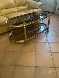 Tavolino in ottone e cristallo