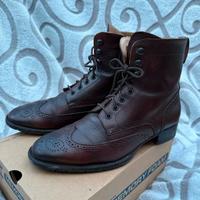 Stivaletti donna cuoio stringati brogue con zip