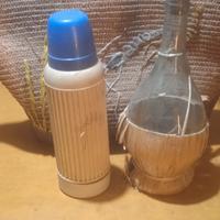 borsa  di paglia  thermos e  fiasco