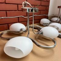 Lampadario moderno 3 luci cromato, vetro satinato