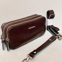 Pochette piquadro pelle marrone
