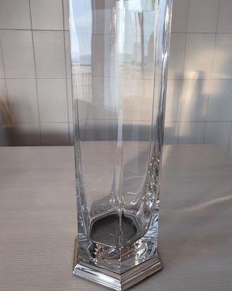 Vaso di cristallo base argento