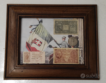 Quadro banconote lire Regno Vittorio Emanuele III
