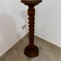 Colonna in legno noce arredo casa portavaso