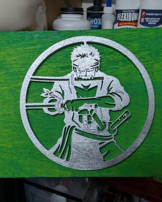 rilievo in legno Zoro OnePiece, fatto a mano.