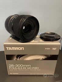 Tamron 28‐300mm f/3.5‐6.3 attacco Canon + scatola