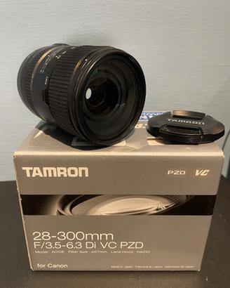 Tamron 28‐300mm f/3.5‐6.3 attacco Canon + scatola