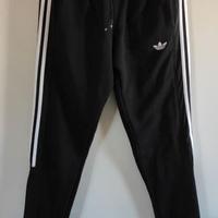 ADIDAS Pantalone Tuta in Cotone Garzato Nero