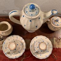 Antico servizio da tè caffè in terraglia dipinta