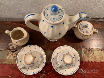 Antico servizio da tè caffè in terraglia dipinta