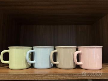 Set 4 tazze in ceramica color pastello