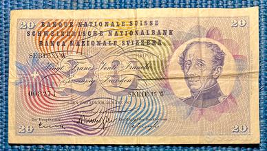 Banconota Svizzera 20 Franchi Gen. Dufour 1963