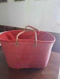 Borsa in rafia rossa
