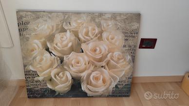 Quadro moderno su tela Rose Bianche – 80×60 cm
