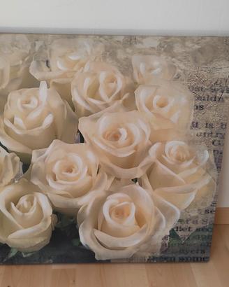 Quadro moderno su tela Rose Bianche – 80×60 cm