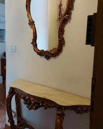 consolle con specchio dorato da ingresso