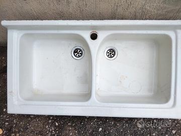 lavello doppio in ceramica vintage