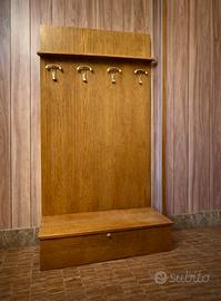 Appendiabiti in legno con panca portascarpe