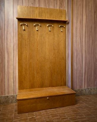 Appendiabiti in legno con panca portascarpe