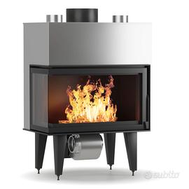 Eros ventilato a legna 14 kw vetro ad angolo
