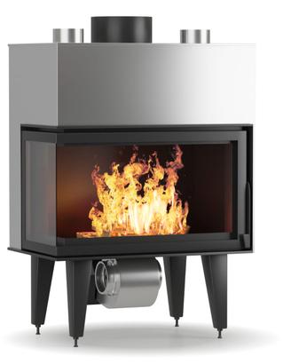 Eros ventilato a legna 14 kw vetro ad angolo