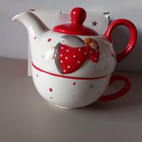 Tegliera con tazza di coccio Natalizia