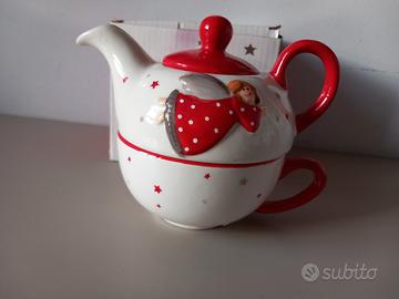 Tegliera con tazza di coccio Natalizia