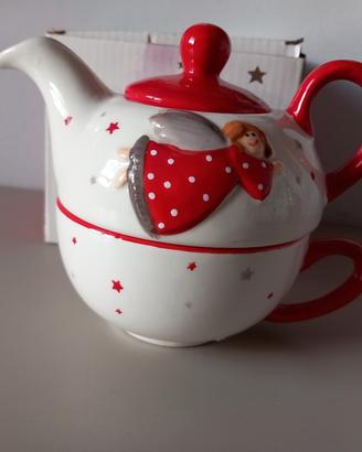 Tegliera con tazza di coccio Natalizia