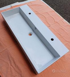 Lavabo bagno sospeso due fori rubinetto 101 cm