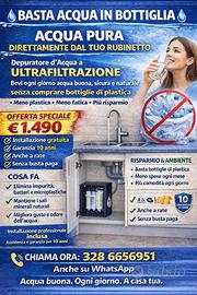 Depuratore d’acqua….addio bottiglie di plastica