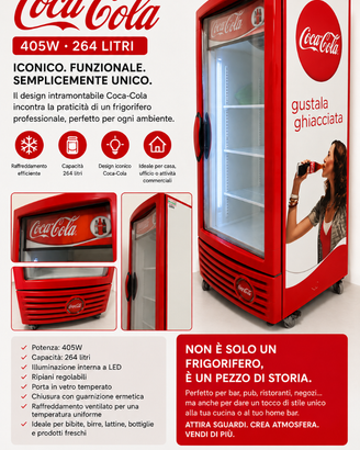 🥤 FRIGORIFERO VETRINA COCA-COLA – 264 LITRI