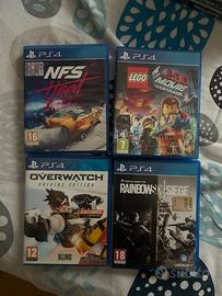 4 Giochi PS4 (NFS, Lego, R6, Overwatch)
