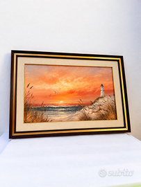 Quadro marino con faro  vintage anni '70