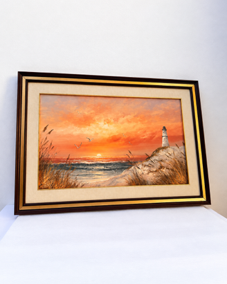 Quadro marino con faro  vintage anni '70