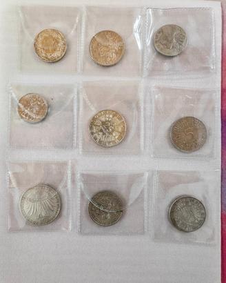 9 MONETE ARGENTO IN BLOCCO