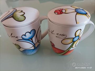 2 tisaniere EGAN NUOVE in porcellana