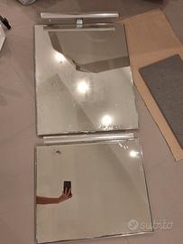 2 specchi con luce, interruttore accensione/presa