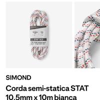 corda semi-statica SIMOND 10,5 mm x 10 m bianca 