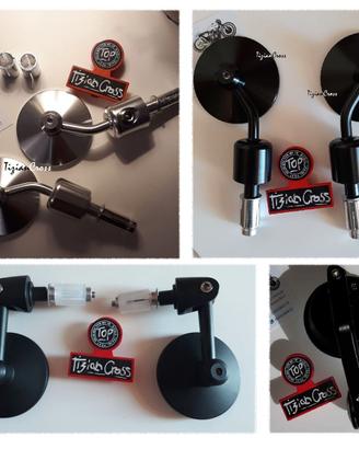 2X SPECCHIETTI universali CAFE SCRAMBLER BAR END