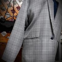 giacca cotone donna Principe di Galles bianco blu