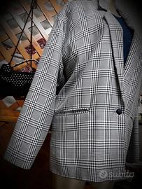 giacca cotone donna Principe di Galles bianco blu