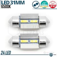 2 Lampadine LED SILURO 31mm Luci NO ERROR 6500K