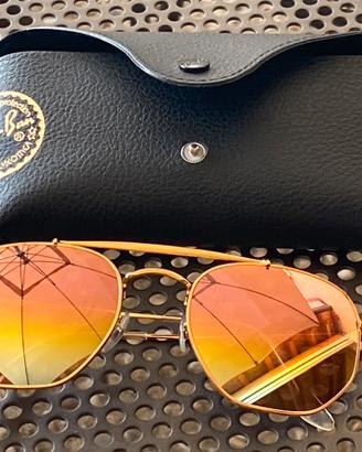 Occhiali Ray Ban lenti specchio oro