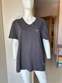 T-shirt Napapijri nera 3XL in cotone scollo a V