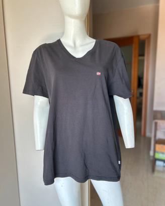 T-shirt Napapijri nera 3XL in cotone scollo a V